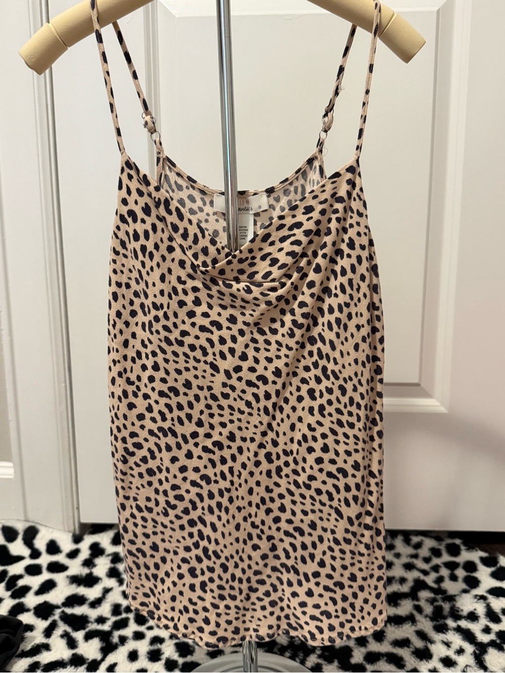 URBAN Romantics Beige and Black Leopard Cowl Neck Cami